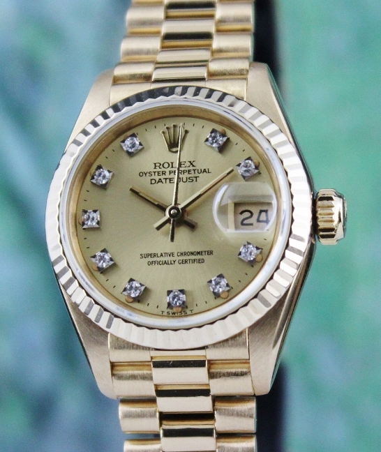 (image for) A ROLEX LADY SIZE 18K YELLOW GOLD OYSTER PERPETUAL DATEJUST - 69178